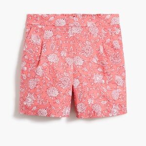 J Crew Printed elastic-back linen-blend pleated shorts size 0 NWT
